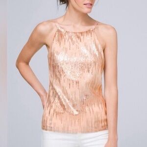 White House Black Market Soft Pink Sequin Top NWT